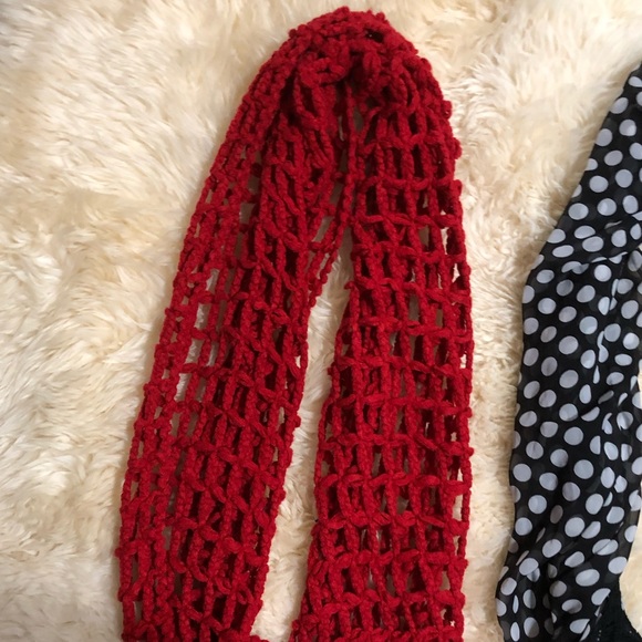 Bundle of 2 • Red Cable Knit & Black Polka Scarfs - Picture 5 of 5